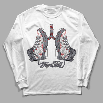 Fire Red 9s DopeSkill Long Sleeve T-Shirt Breathe Graphic - White 