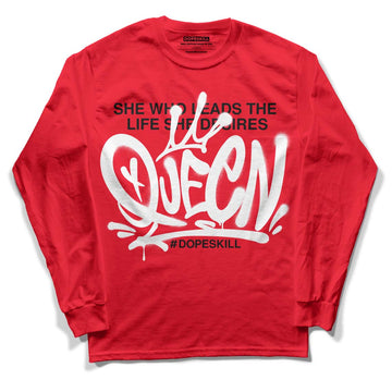 Red Thunder 4s DopeSkill Red Long Sleeve T-Shirt Queen Graphic