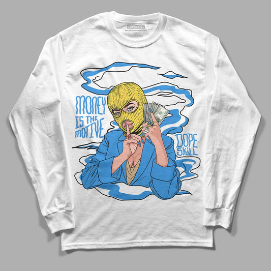 SB Dunk Low Homer DopeSkill Long Sleeve T-Shirt Money Is The Motive Graphic - White