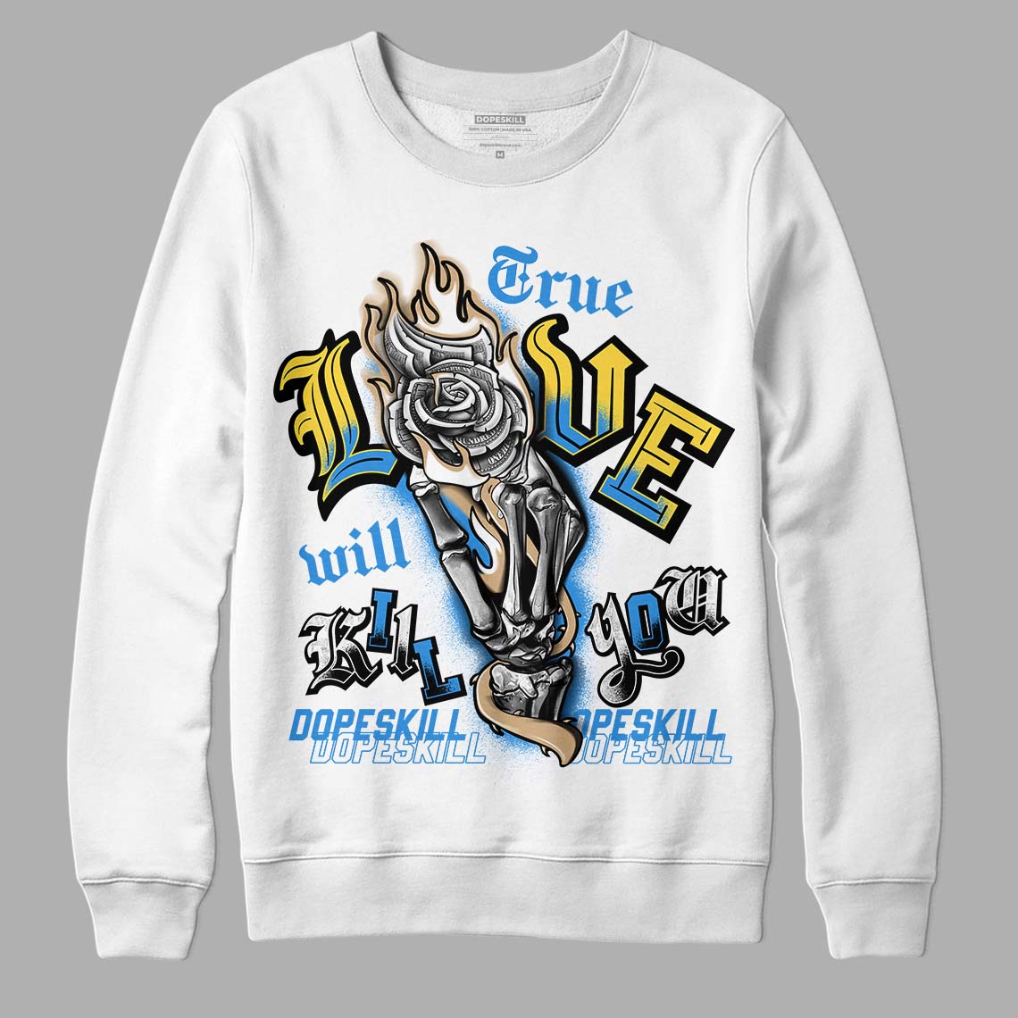 SB Dunk Low Homer DopeSkill Sweatshirt True Love Will Kill You Graphic - White