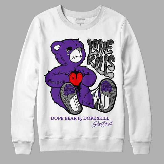 Dark Iris 3s DopeSkill Sweatshirt Love Kills Graphic - White 