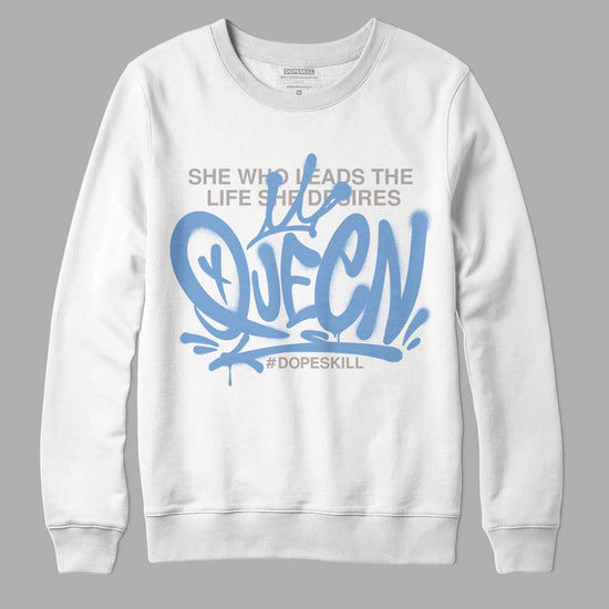 Jordan 5 Retro University Blue DopeSkill Sweatshirt Queen Graphic Streetwear - White 