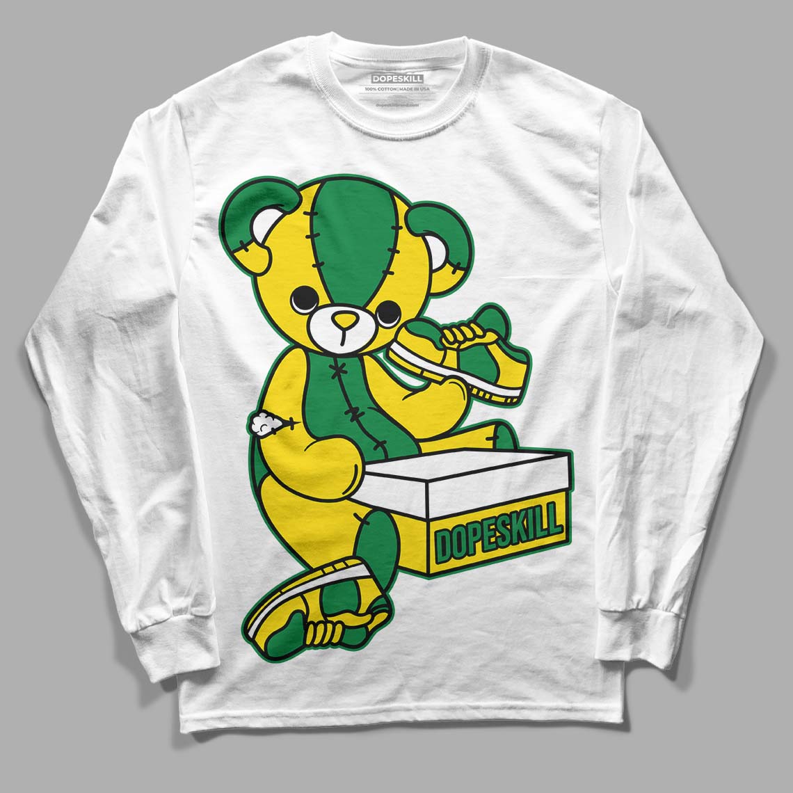 Dunk Low Reverse Brazil DopeSkill Long Sleeve T-Shirt Sneakerhead BEAR Graphic - White