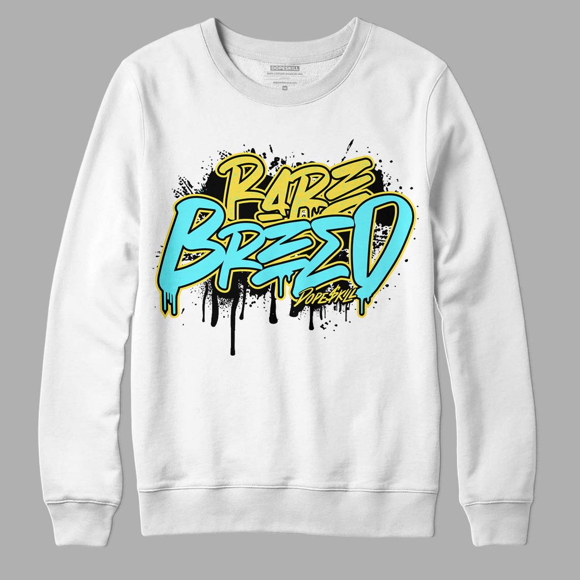 Aqua 5s DopeSkill Sweatshirt Rare Breed Graphic - White