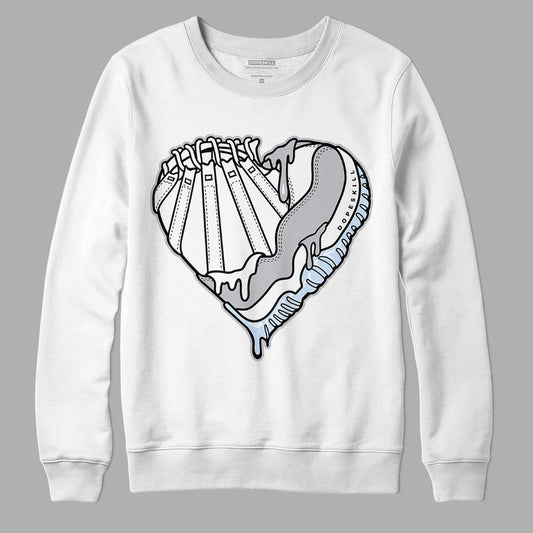 Jordan 11 Retro Low Cement Grey DopeSkill Sweatshirt Heart Jordan 11 Graphic Streetwear - White