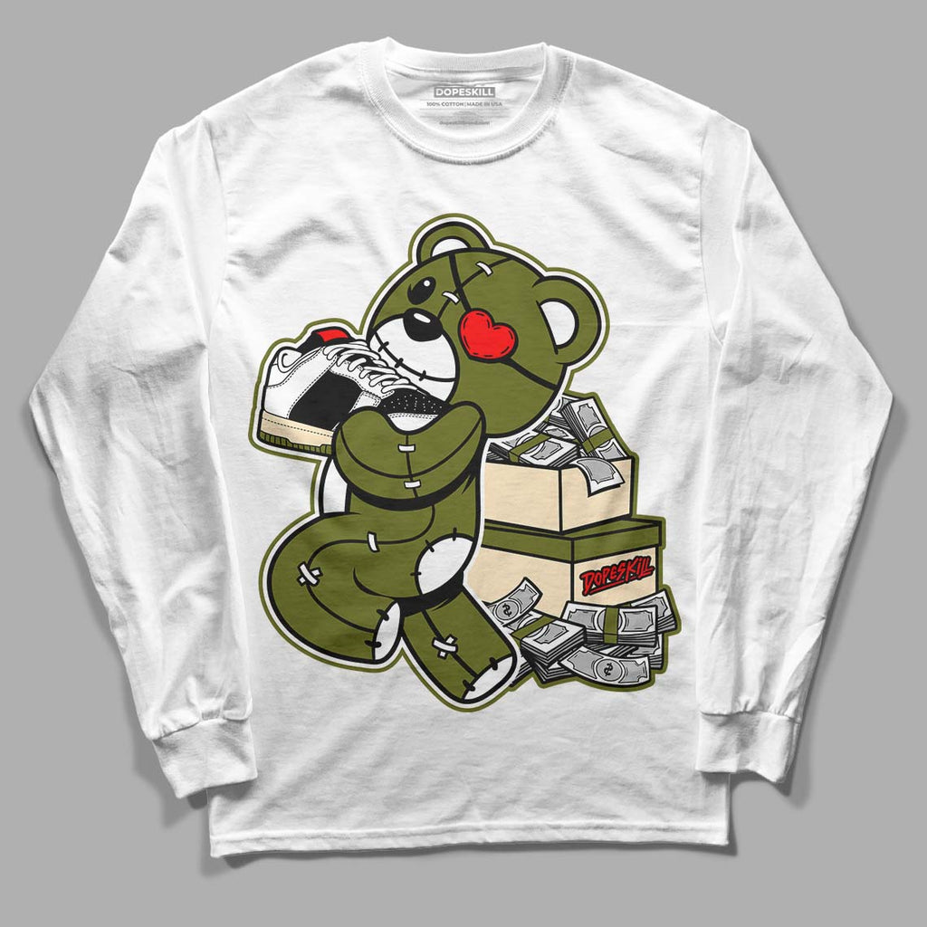 Travis Scott x Jordan 1 Low OG “Olive” DopeSkill Long Sleeve T-Shirt Bear Steals Sneaker Graphic Streetwear - White 