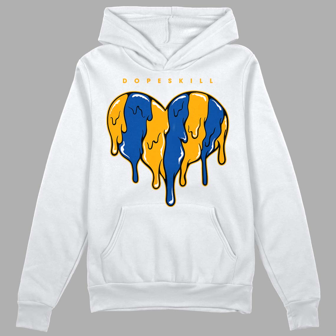 Dunk Blue Jay and University Gold DopeSkill Hoodie Sweatshirt Slime Drip Heart Graphic Streetwear - White