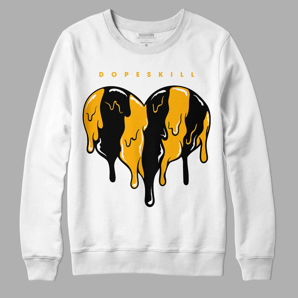 Goldenrod Dunk DopeSkill Sweatshirt Slime Drip Heart Graphic - White 