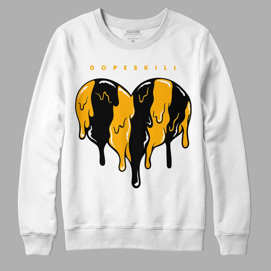 Goldenrod Dunk DopeSkill Sweatshirt Slime Drip Heart Graphic - White 