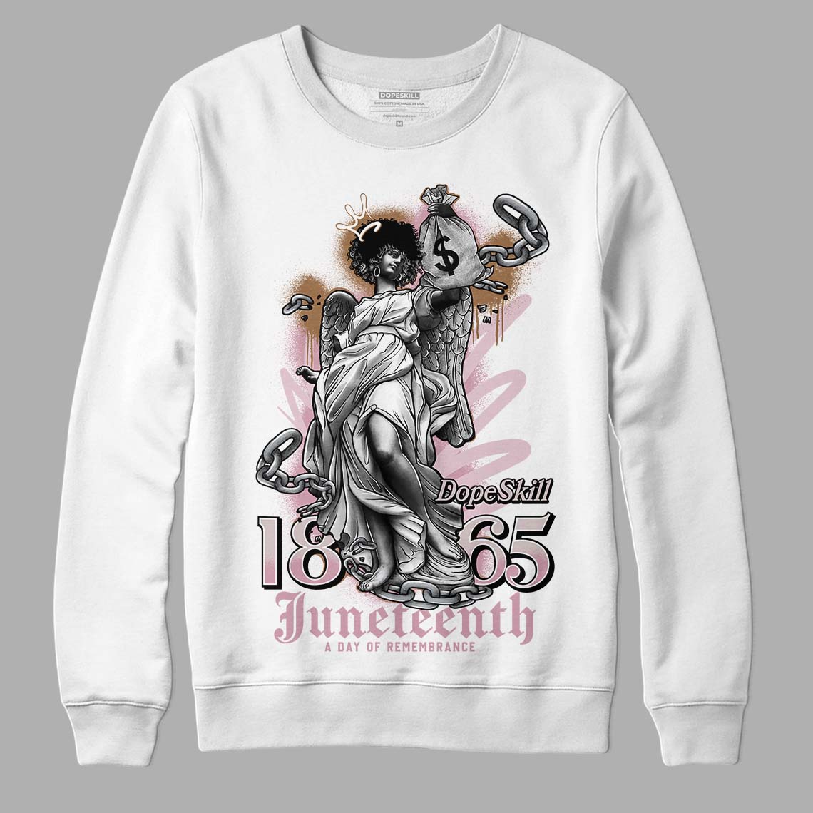 Dunk Low Teddy Bear Pink DopeSkill Sweatshirt Juneteenth Graphic - White 