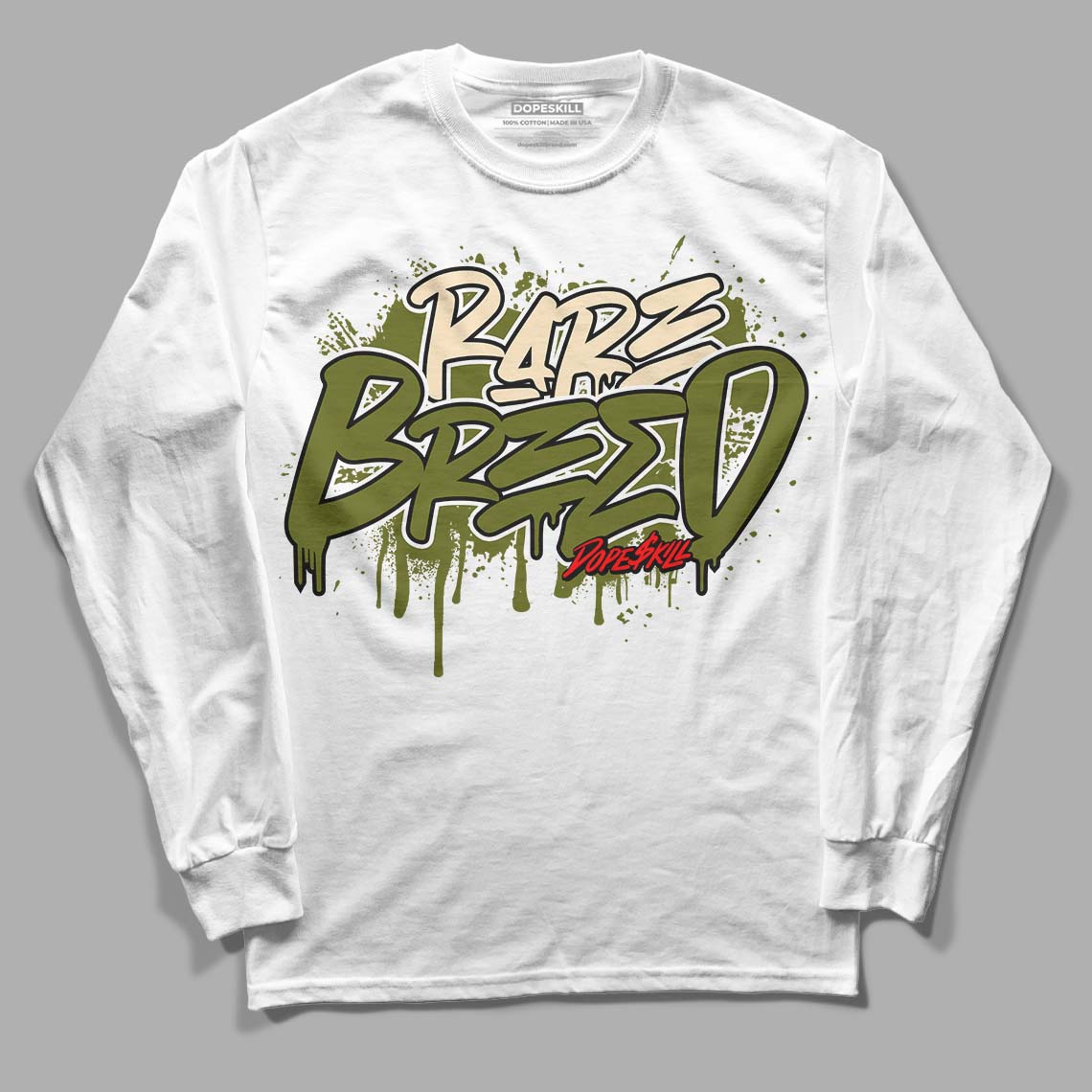 Travis Scott x Jordan 1 Low OG “Olive” DopeSkill Long Sleeve T-Shirt Rare Breed Graphic Streetwear - White