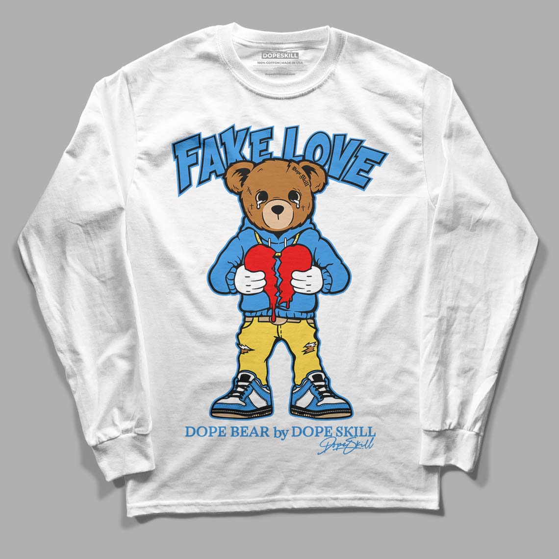 SB Dunk Low Homer DopeSkill Long Sleeve T-Shirt Fake Love Graphic - White