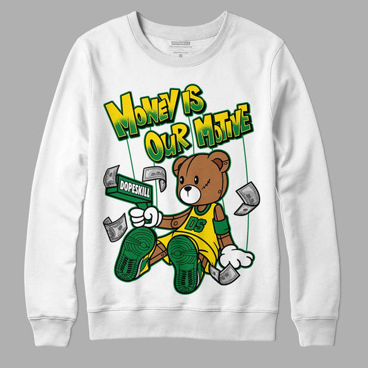 Dunk Low Reverse Brazil DopeSkill Sweatshirt Money Is Our Motive Bear Graphic - White