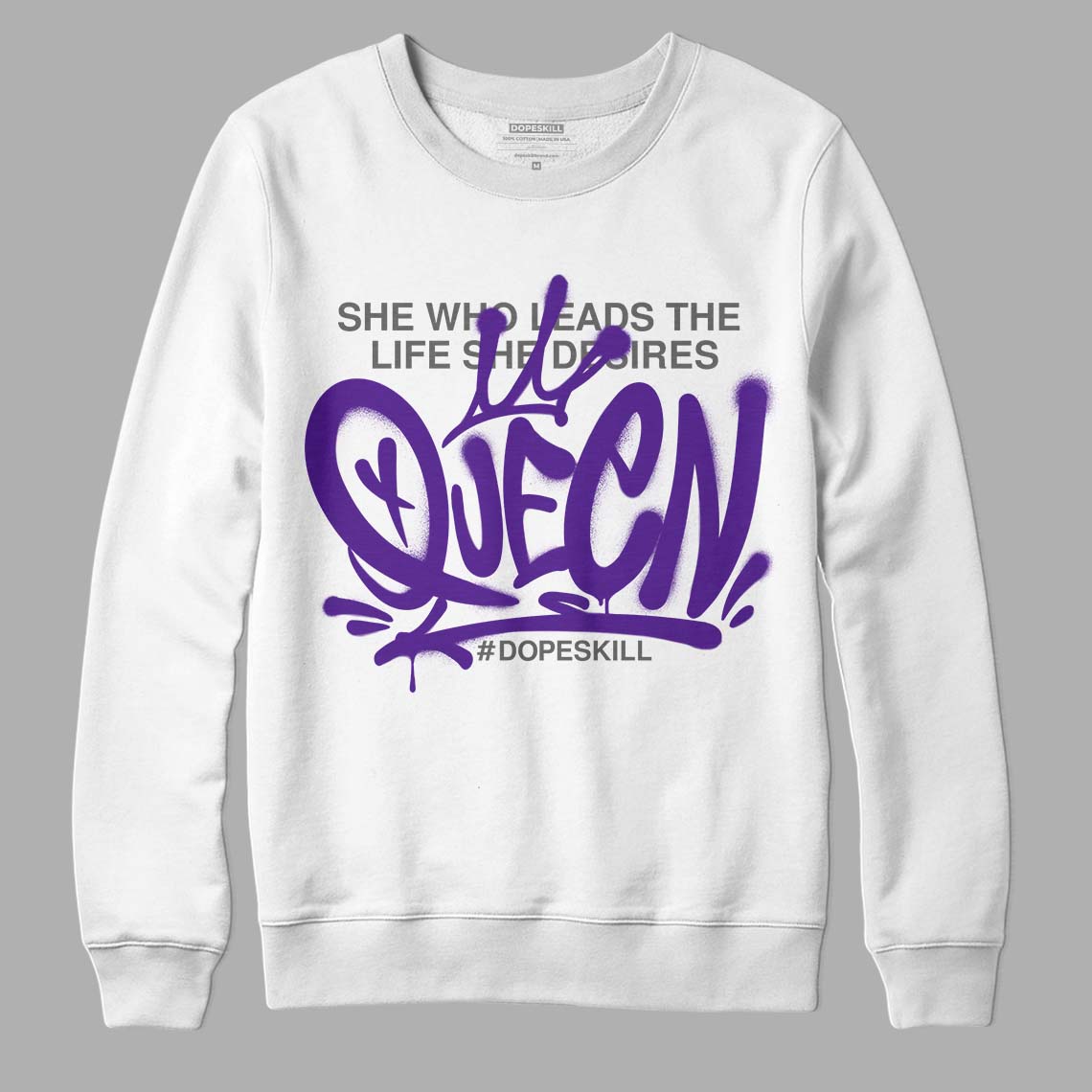 Dark Iris 3s DopeSkill Sweatshirt Queen Graphic - White 