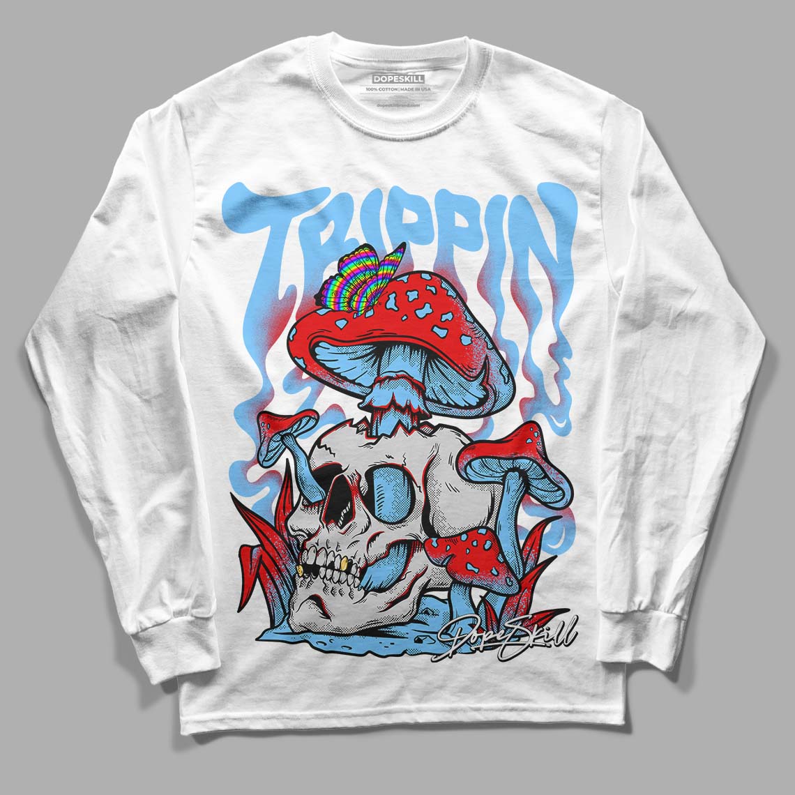 Travis Scott x Jordan 4 Retro 'Cactus Jack' DopeSkill Long Sleeve T-Shirt Trippin Graphic Streetwear - White 