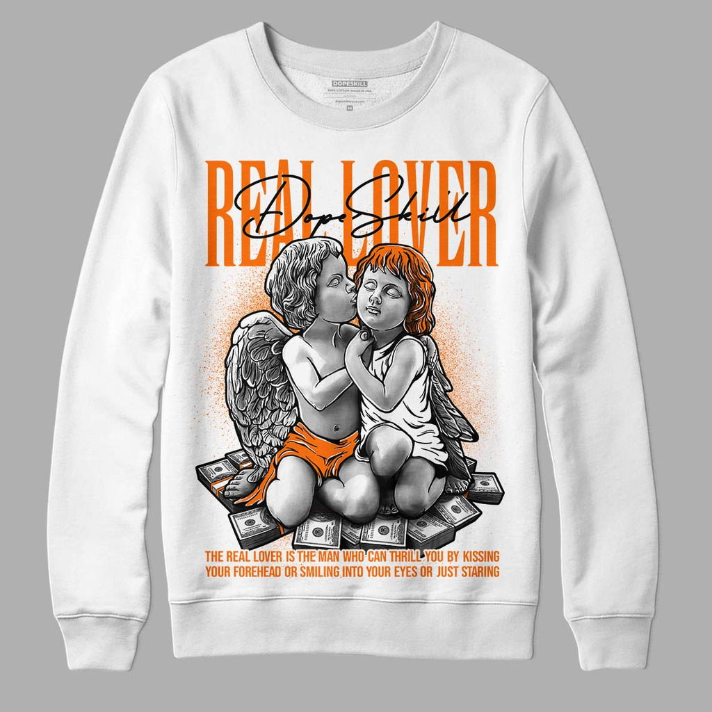 Orange Black White DopeSkill Sweatshirt Real Lover Graphic - White 