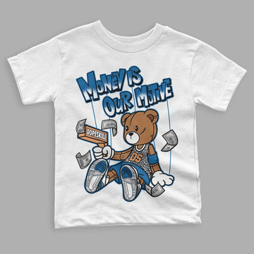 Jordan 3 Retro Wizards DopeSkill Toddler Kids T-shirt Money Is Our Motive Bear Graphic Streetwear - White