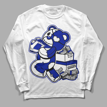 Racer Blue White Dunk Low DopeSkill Long Sleeve T-Shirt Bear Steals Sneaker Graphic - White 