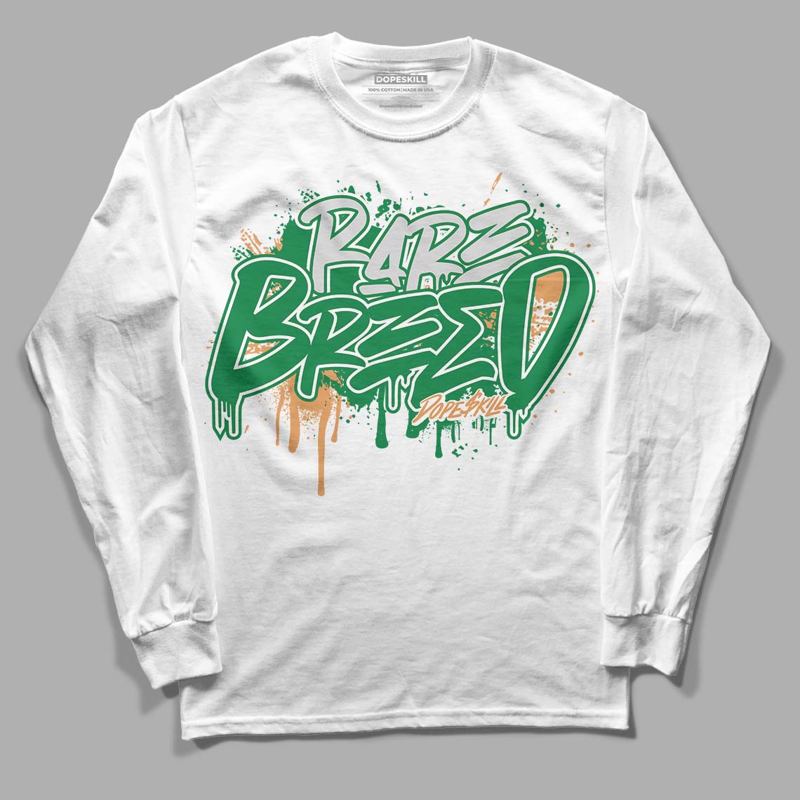 Nike SB x Jordan 4 “Pine Green” DopeSkill Long Sleeve T-Shirt Rare Breed Graphic Streetwear - White