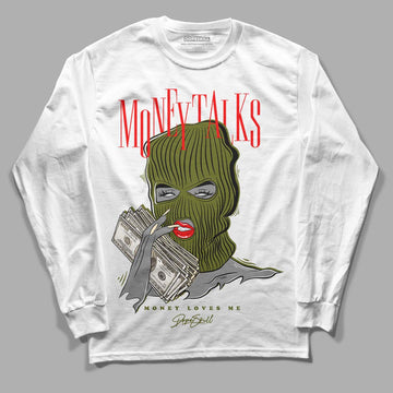 Travis Scott x Jordan 1 Low OG “Olive” DopeSkill Long Sleeve T-Shirt Money Talks Graphic Streetwear - White