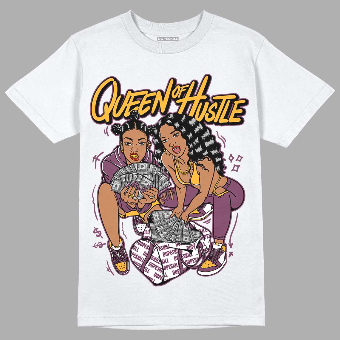 Brotherhood 1s High OG DopeSkill T-Shirt Queen Of Hustle Graphic - White