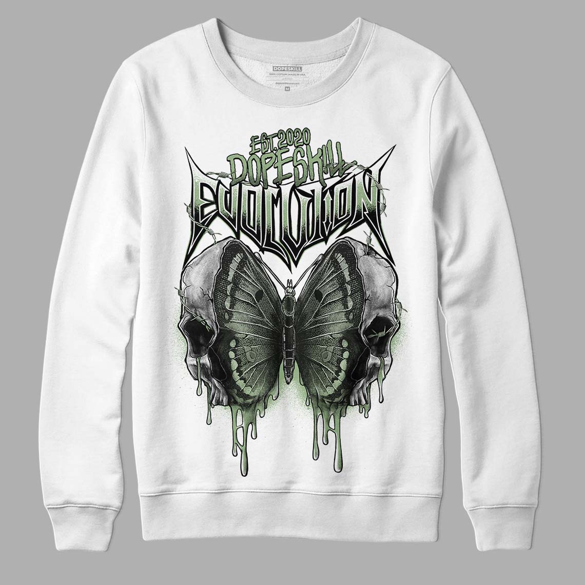 Jordan 4 Retro “Seafoam”  DopeSkill Sweatshirt DopeSkill Evolution Graphic Streetwear - White 