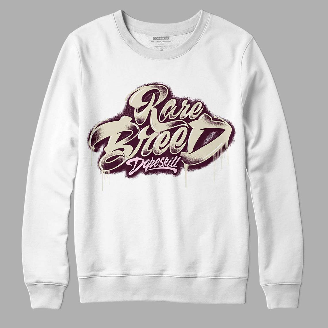 Dunk Low Night Maroon and Medium Soft Pink DopeSkill Sweatshirt Rare Breed Type Graphic Streetwear - White 