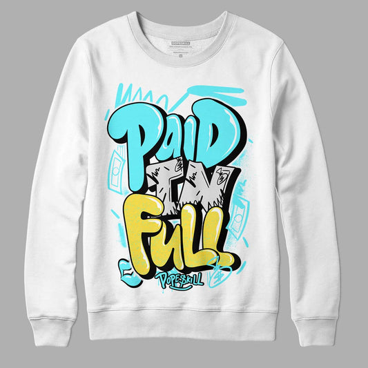 Aqua 5s DopeSkill Sweatshirt New Paid In Full Graphic - White