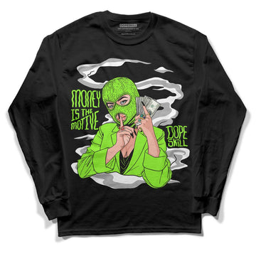 Neon Green Collection DopeSkill Long Sleeve T-Shirt Money Is The Motive Graphic - Black
