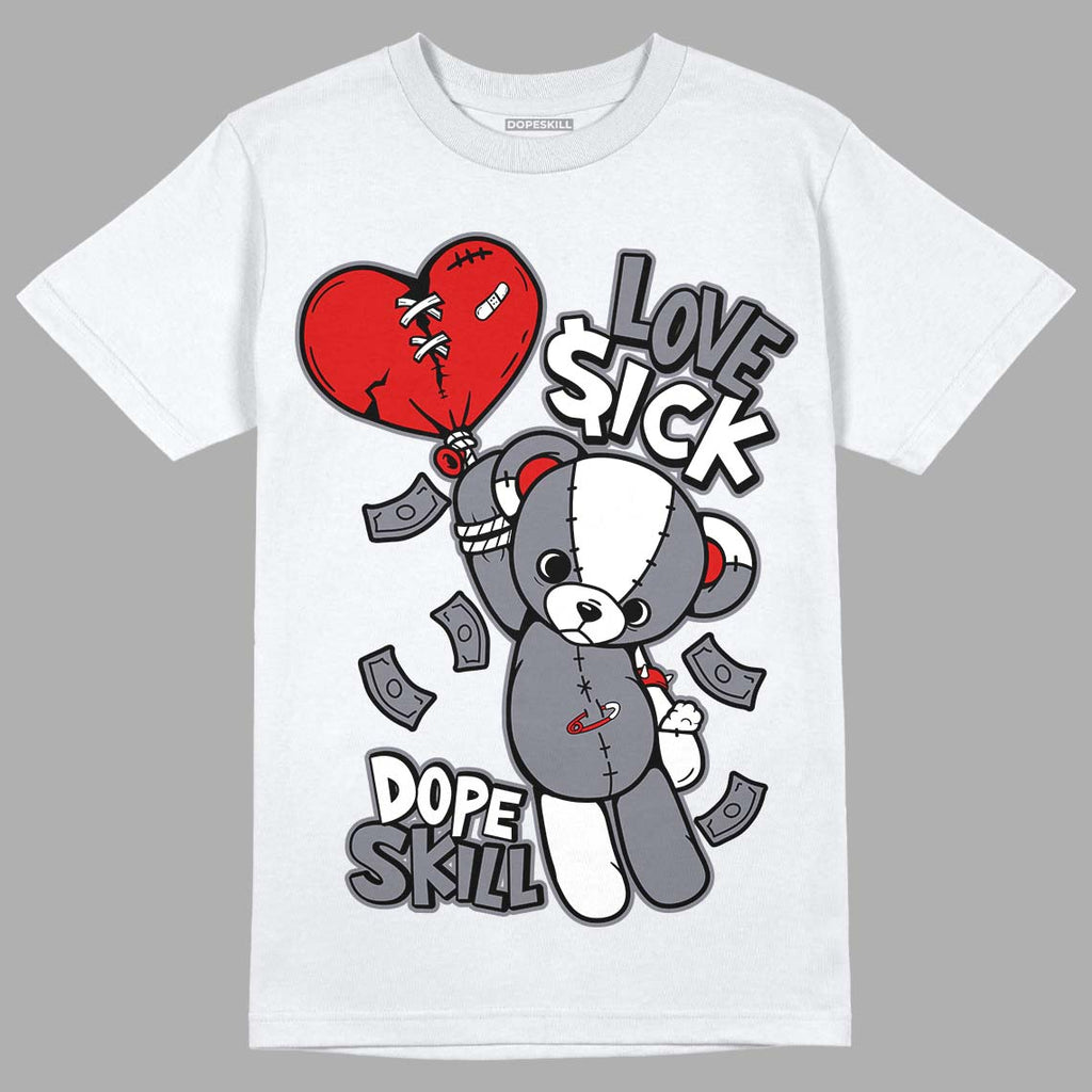 Fire Red 9s DopeSkill T-Shirt Love Sick Graphic - White 