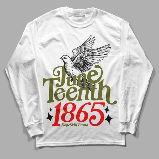 Travis Scott x Jordan 1 Low OG “Olive” DopeSkill Long Sleeve T-Shirt Juneteenth 1865 Graphic Streetwear - White