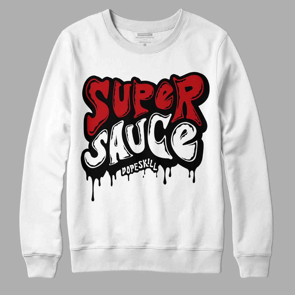 Jordan 13 Retro Playoffs DopeSkill Sweatshirt Super Sauce Graphic Streetwear - White