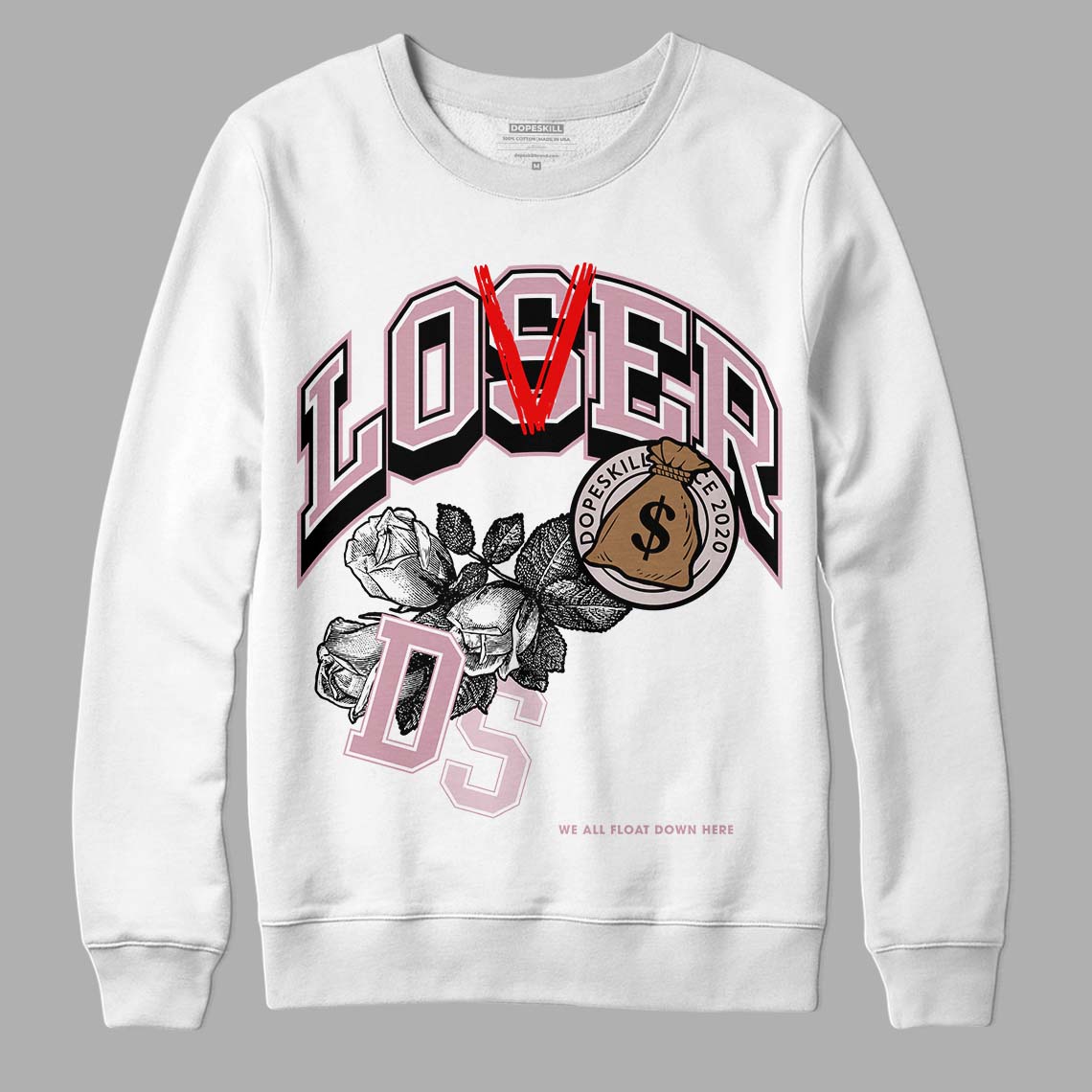 Dunk Low Teddy Bear Pink DopeSkill Sweatshirt Loser Lover Graphic - White 