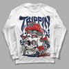 Midnight Navy 4s DopeSkill Long Sleeve T-Shirt Trippin Graphic - White