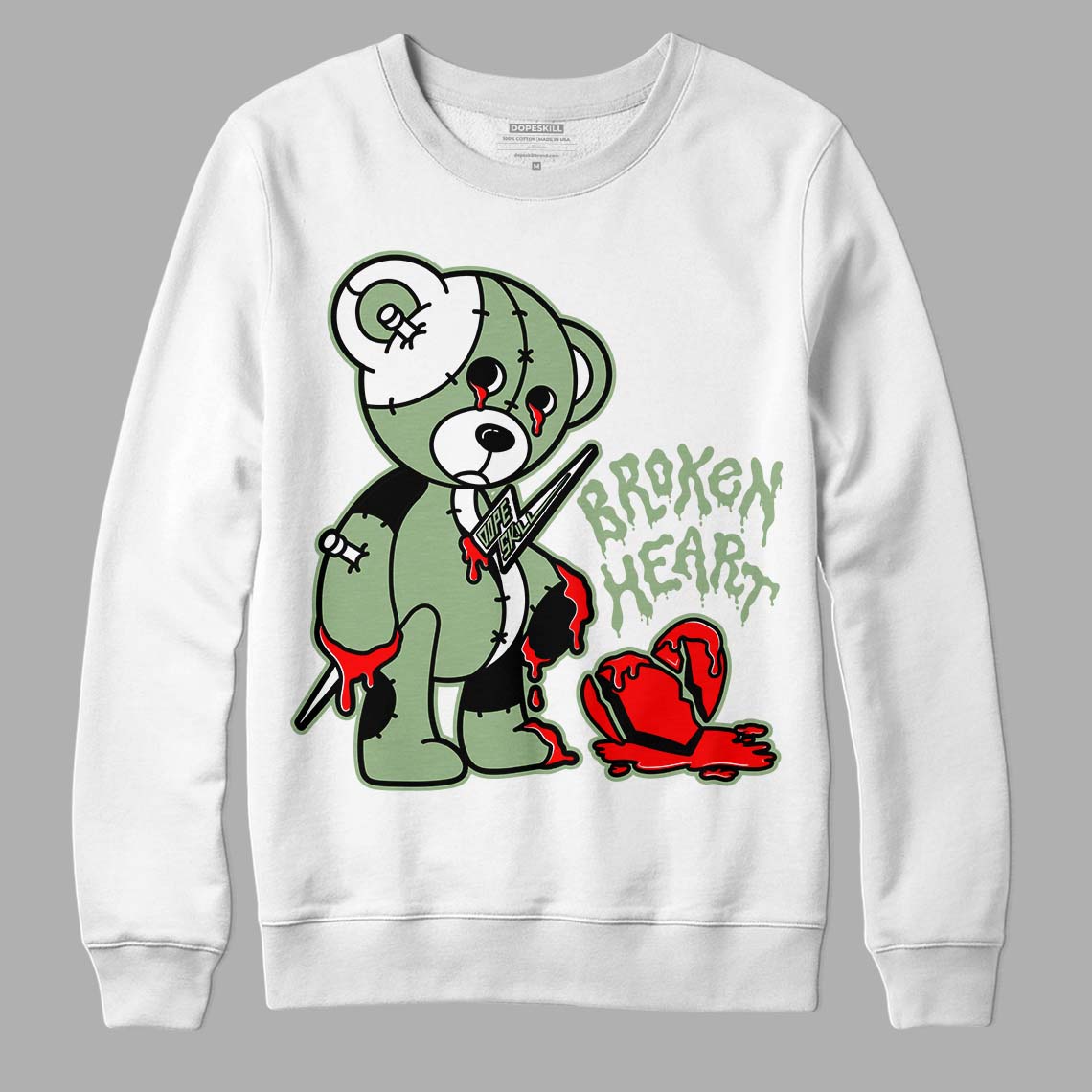 Jordan 4 Retro “Seafoam”  DopeSkill Sweatshirt Broken Heart Graphic Streetwear  - White 