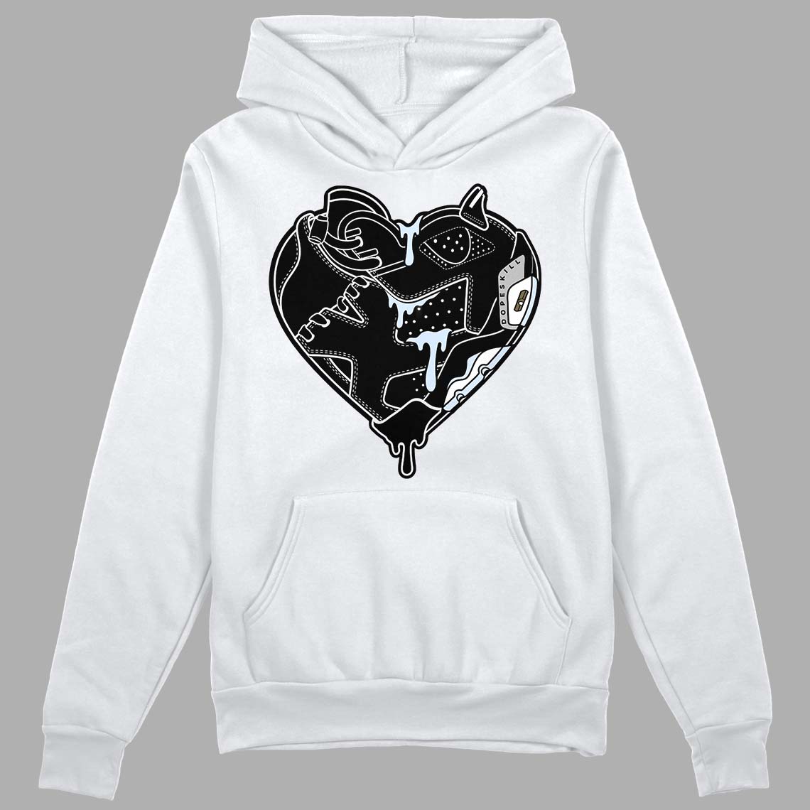 Black Metallic Chrome 6s DopeSkill Hoodie Sweatshirt Heart Jordan 6 Graphic - Black