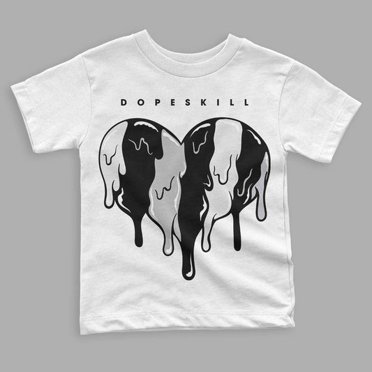 Black Metallic Chrome 6s DopeSkill Toddler Kids T-shirt Slime Drip Heart Graphic - White