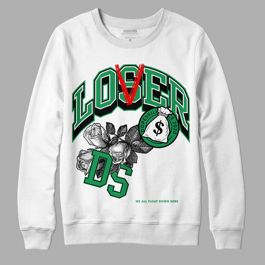 Jordan 1 Low Lucky Green DopeSkill Sweatshirt Loser Lover Graphic Streetwear - White 