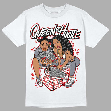 Fire Red 9s DopeSkill T-Shirt Queen Of Hustle Graphic - White 