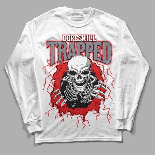 Gym Red 9s DopeSkill Long Sleeve T-Shirt Trapped Halloween Graphic - White 