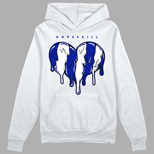 Racer Blue White Dunk Low DopeSkill Hoodie Sweatshirt Slime Drip Heart Graphic - White 