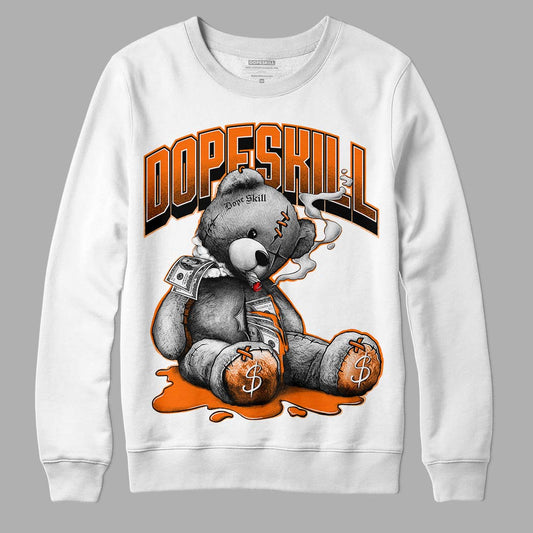 Orange Black White DopeSkill Sweatshirt Sick Bear Graphic - White 