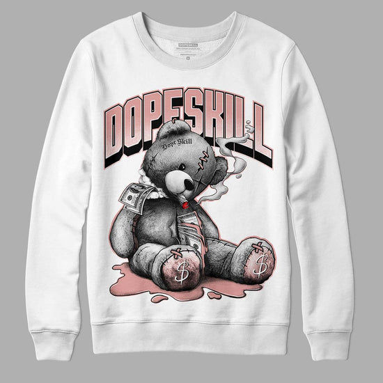 Rose Whisper Dunk Low DopeSkill Sweatshirt Sick Bear Graphic - White 