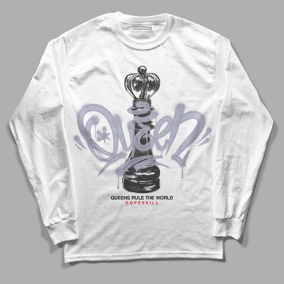  Jordan 13 Retro 'Black Flint' DopeSkill Long Sleeve T-Shirt Queen Chess Graphic Streetwear - White