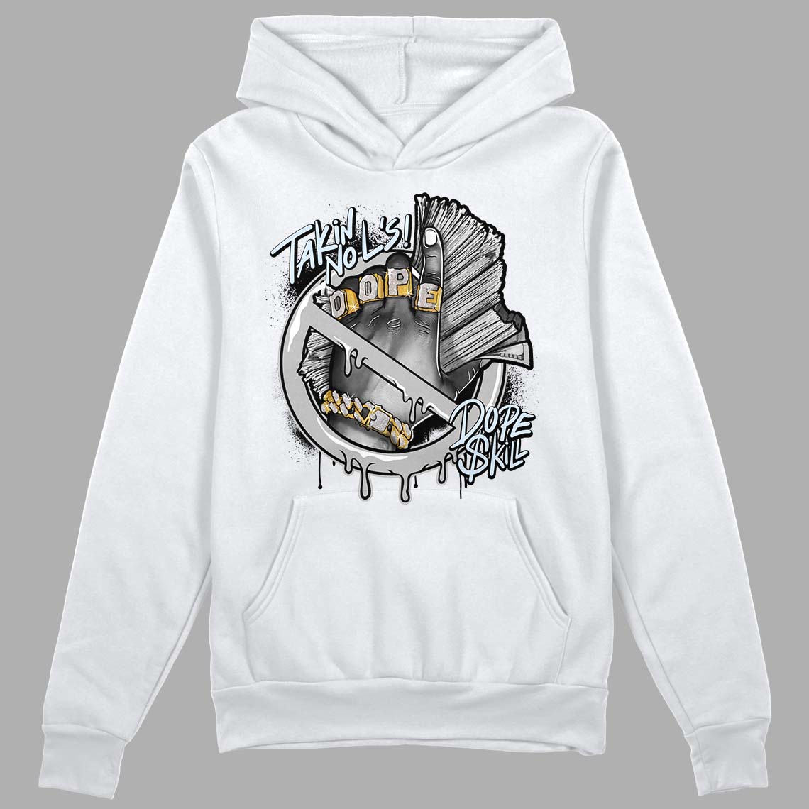 Black Metallic Chrome 6s DopeSkill Hoodie Sweatshirt Takin No L's Graphic - White