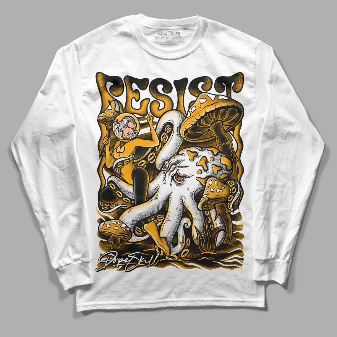 Black Taxi 12s DopeSkill Long Sleeve T-Shirt Resist Graphic - White 