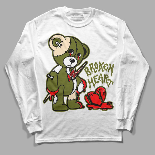 Travis Scott x Jordan 1 Low OG “Olive” DopeSkill Long Sleeve T-Shirt Broken Heart Graphic Streetwear - White