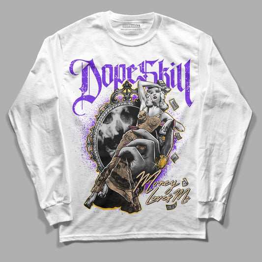 Afrobeats 7s SE DopeSkill Long Sleeve T-Shirt Money Loves Me Graphic - White