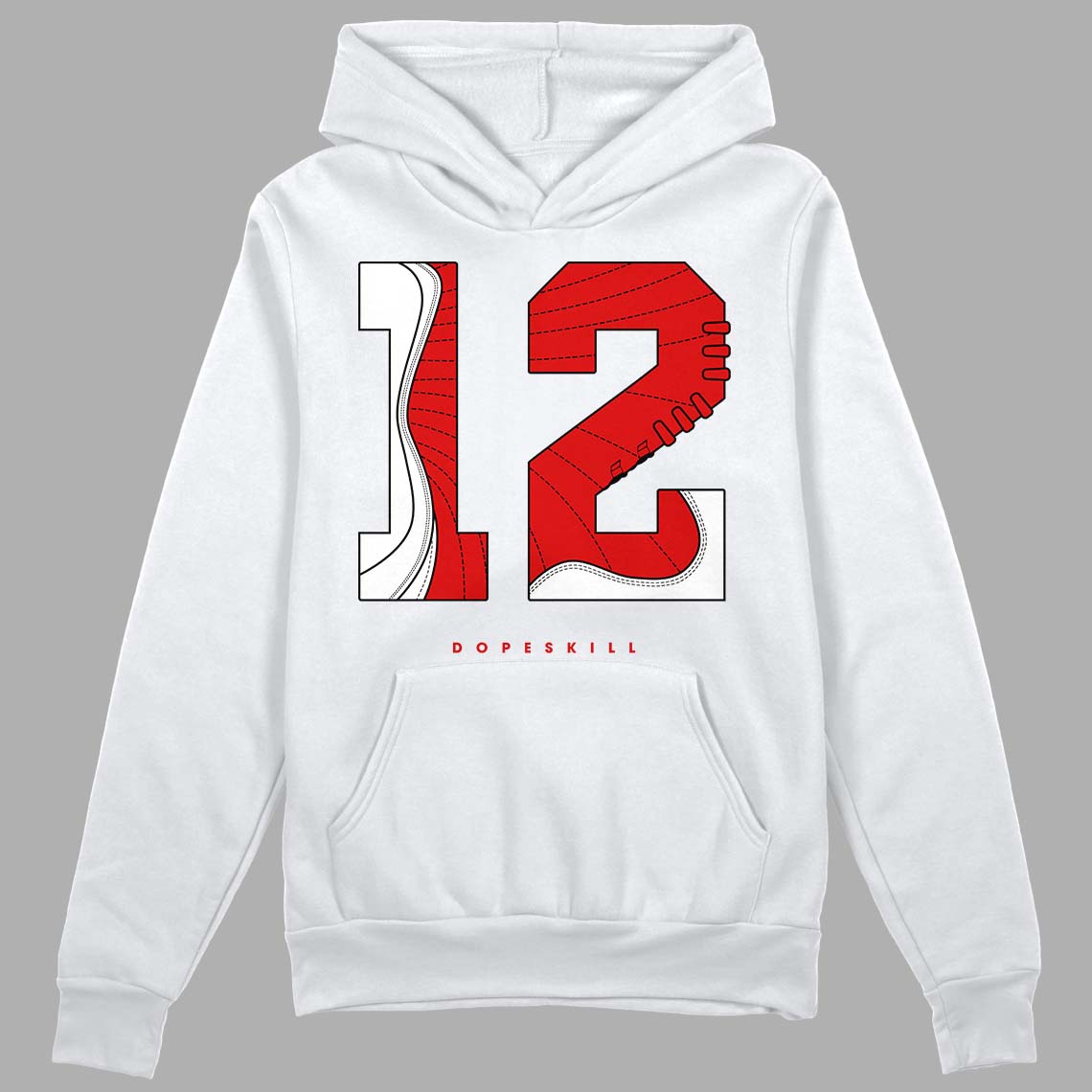 Jordan 12 Retro ‘Gym Red’ DopeSkill Hoodie Sweatshirt No.12 Graphic Streetwear - White 