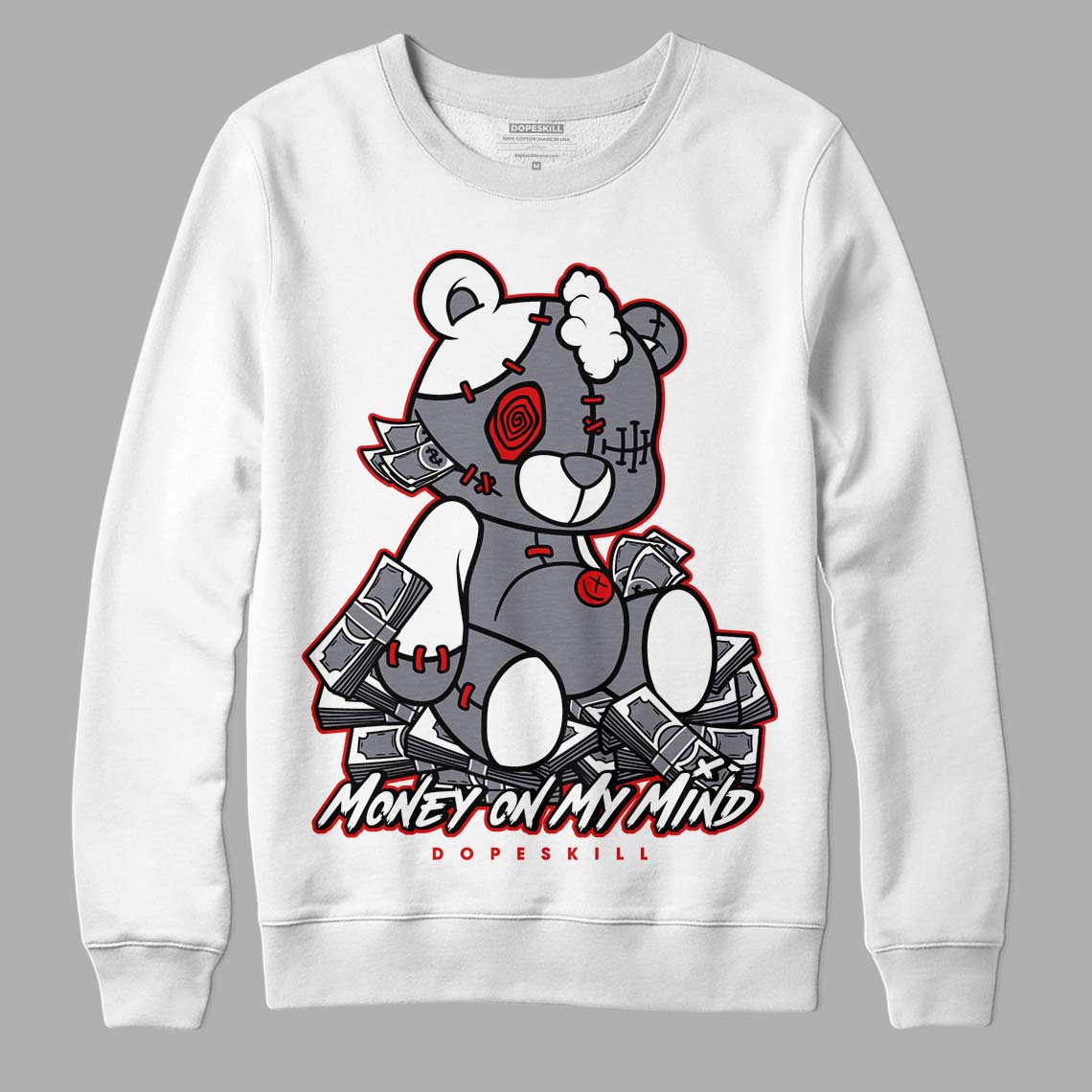 Fire Red 9s DopeSkill Sweatshirt MOMM Bear Graphic - White 